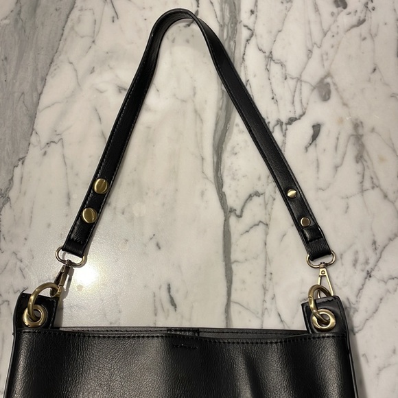 Black Anthropologie purse with gold hardware. One pocket inside. - Picture 2 of 6